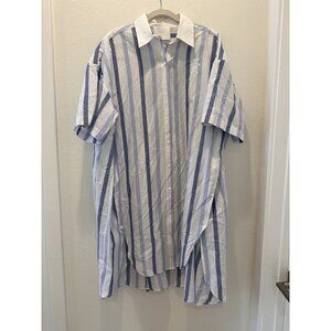 Love Binetti Wonens White Striped Cotton Button Front Shirt Dress Size Small